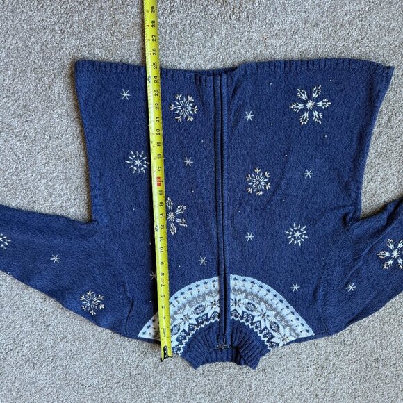 Vintage 90s Zip Up Fair Isle Nordic Snowflake Cotton & Ramie Cardigan - Picture 8 of 10